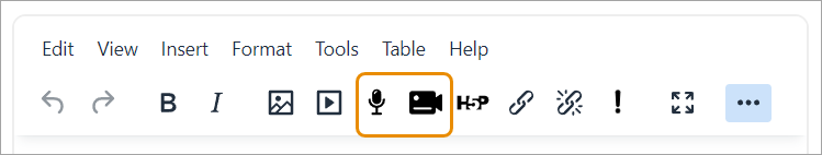 audio and video icons in toolbar