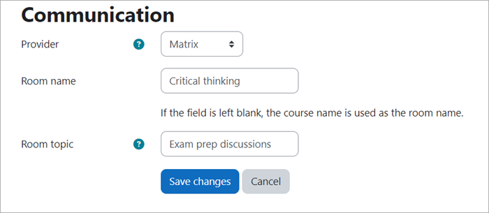 Course communication settings for Matrix
