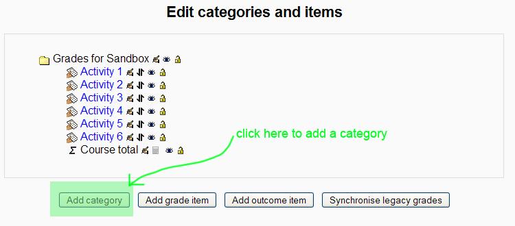 Click this button to start adding categories