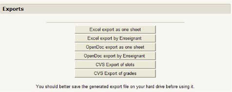 Scheduler export screen