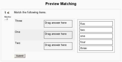 screenshot of drag-and-drop matching question