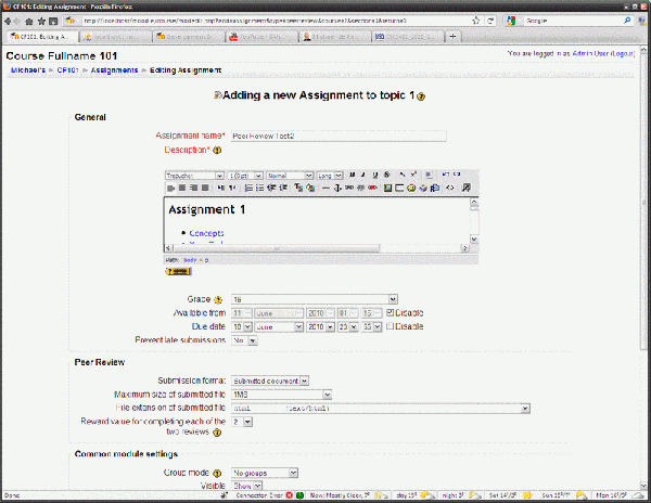 moodle peer review assignment