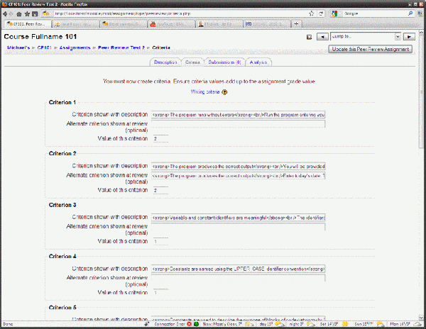 moodle peer review assignment