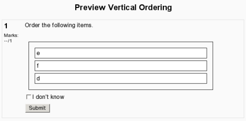 screenshot of vertical ordering