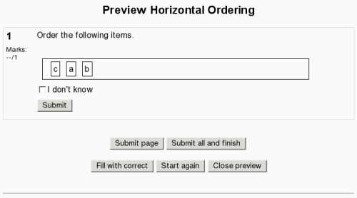 screenshot of horizontal ordering preview