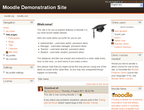 Front Page Moodledocs