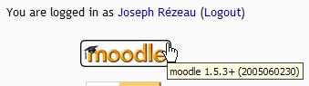 Version popup over Moodle logo