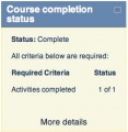 Course completion status block, student view