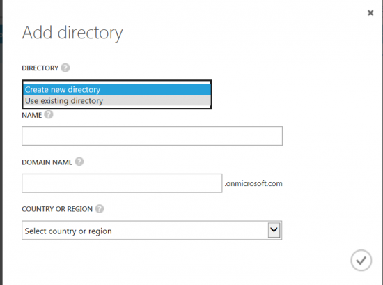 Add directory dialog with creation options.