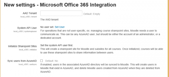 Office 365 Integration Settings