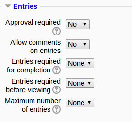 Entries settings expanded