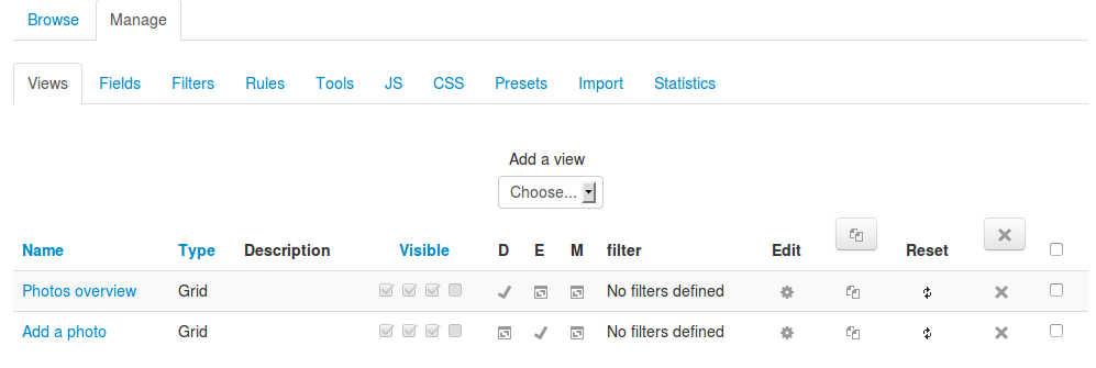 Manage: Define Editview