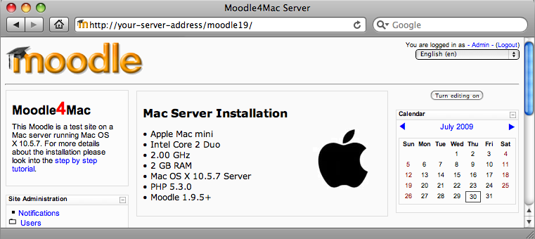 Obsolete:Step by Step Installation on a Mac OS X Server - MoodleDocs