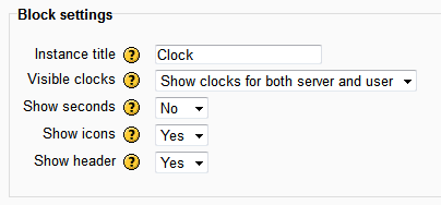 Configuration page for the Simple Clock block