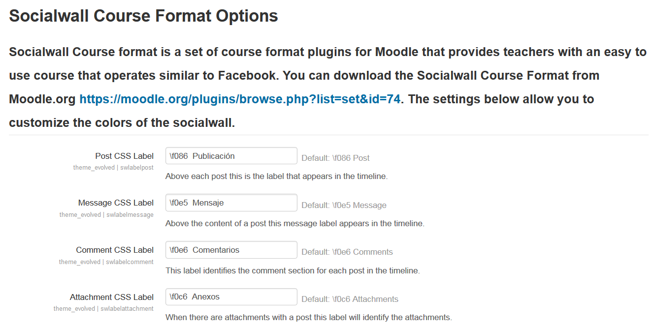 Evolve-D SocialWall Course Format Options.png