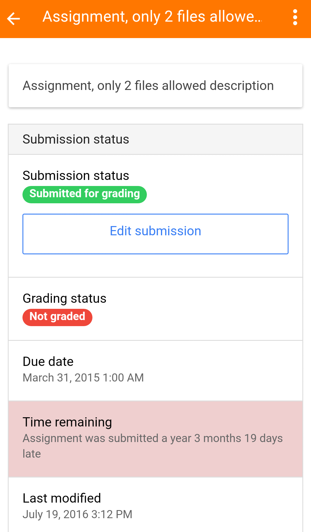 View assignment, check status and submit
