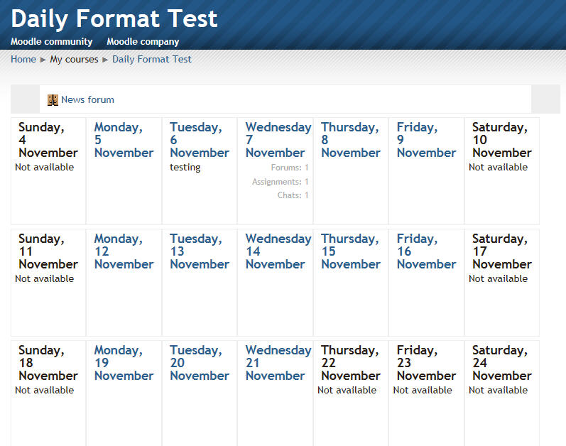 Тест формат. Moodle календарь.