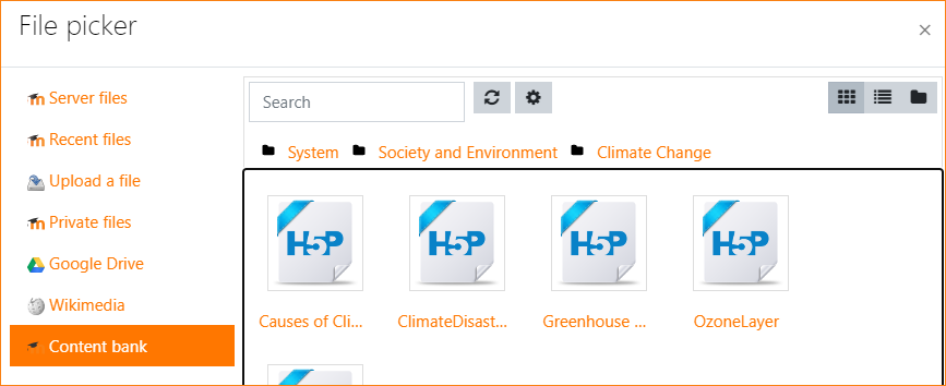 Searching the content bank