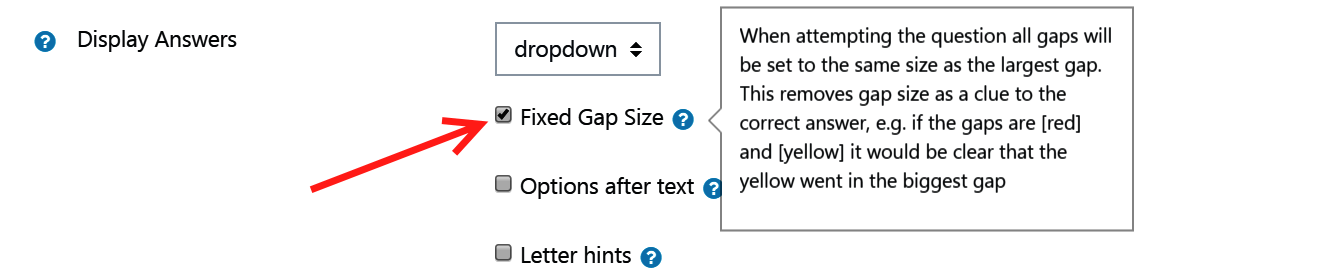 Fixed Gap size checkbox