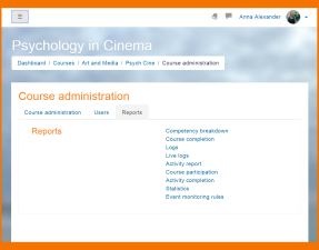 Detailed reporting and logs View and generate reports on activity and participation at course and site level. Site-wide reports
