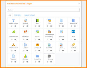 Gemeinsames Lernen Moodle bietet zahlreiche Aktivit&auml;ten, die den Kursteilnehmer/innen gemeinsames Lernen, Austausch und Kollaboration erm&ouml;glichen. Aktivit&auml;ten