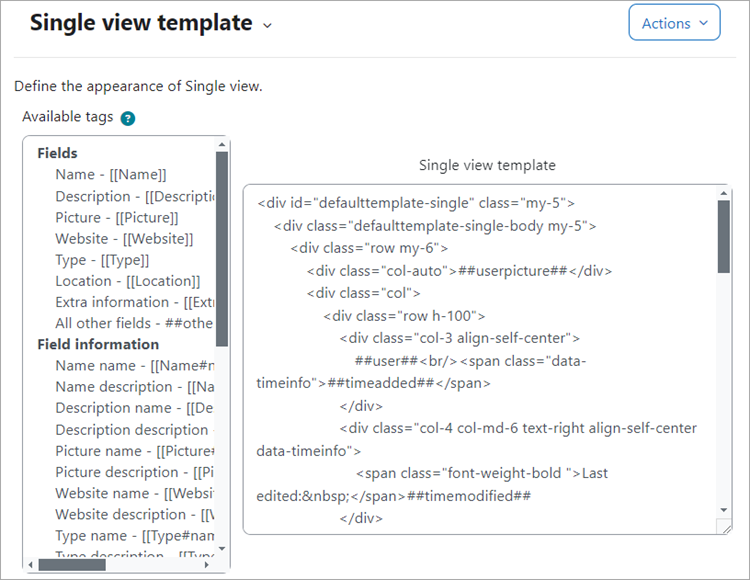 database single template