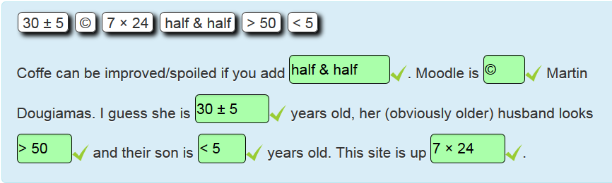 Gapfill using some HTML codes