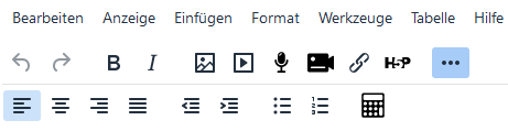 TinyMCE Symbolleiste, aufgeklappt