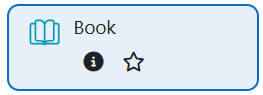 Book icon in the chooser. Each activity has a star icon to mark it as a favourite, and an information icon that opens a panel with further details and a link to documentation.