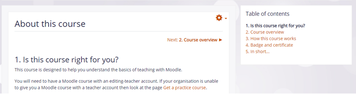 Book with text navigation and numbered chapters