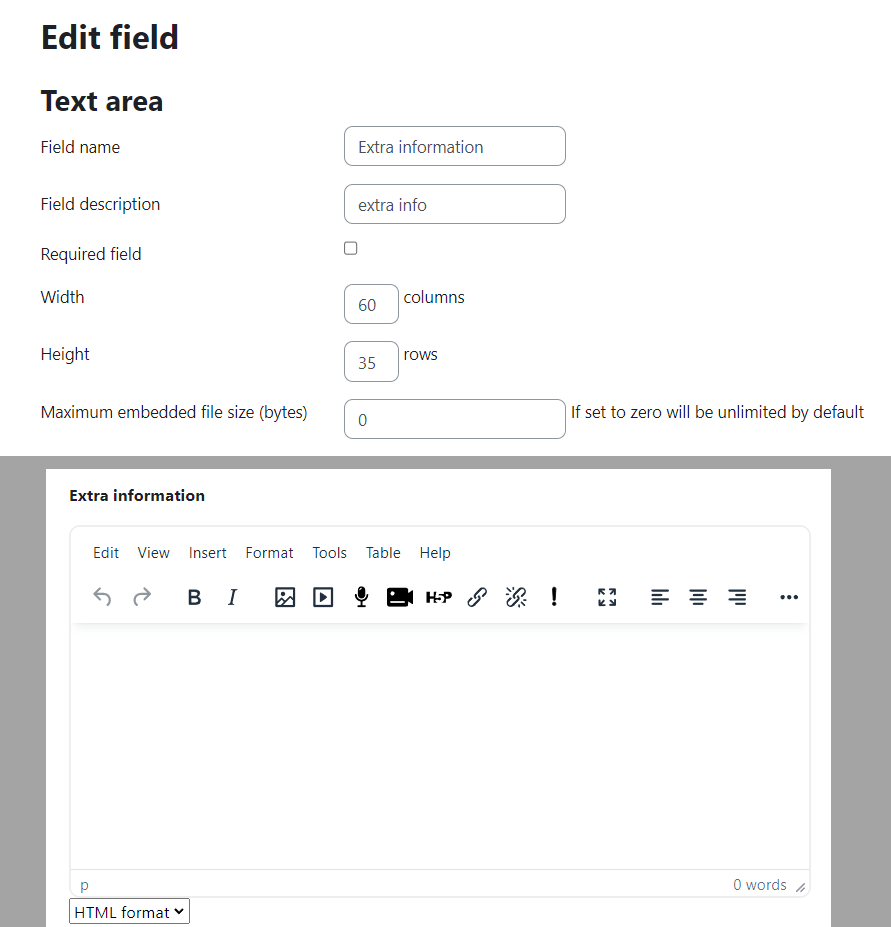 text area field