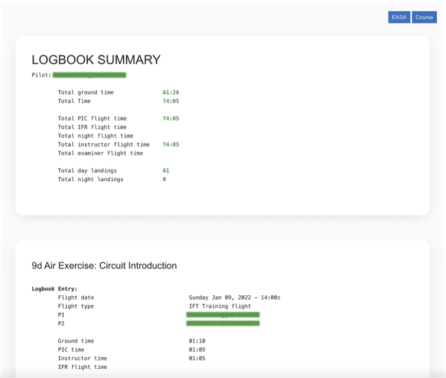 Student course logbook