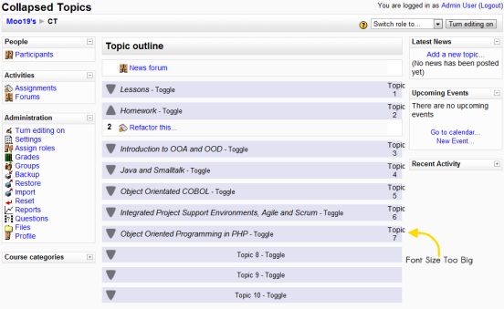 Topic text too big