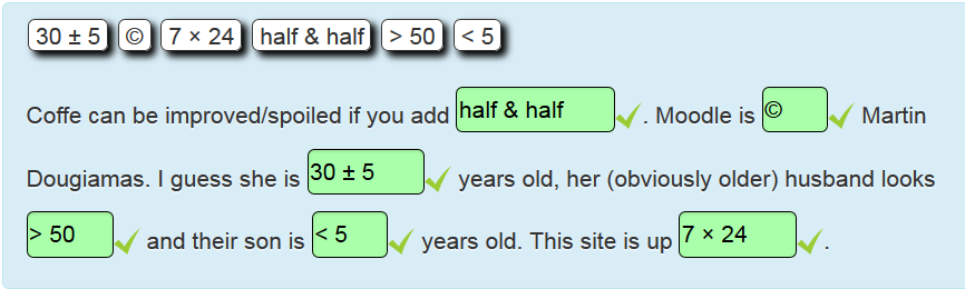 Gapfill usando algunos códigos HTML