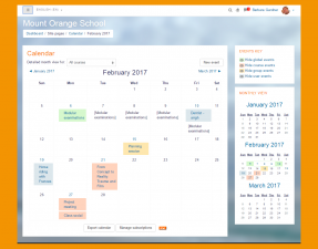 Calendário tudo-em-um A ferramenta de calendário do Moodle o ajuda a controlar seu calendário acadêmico ou empresarial, prazos de curso, reuniões de grupo e outros eventos pessoais. Calendário