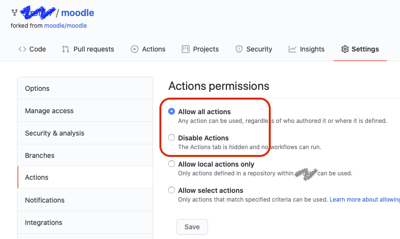 Enabling and disabling GitHub Actions for your repos
